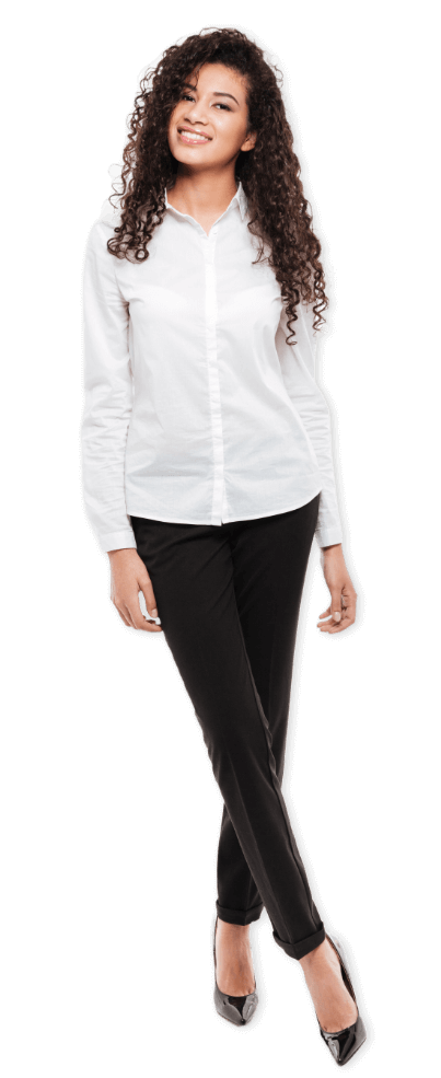 Woman standing with legs crossed