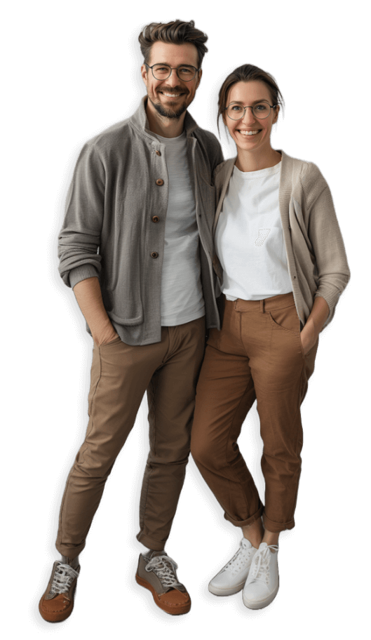 Couple standing with arms on back